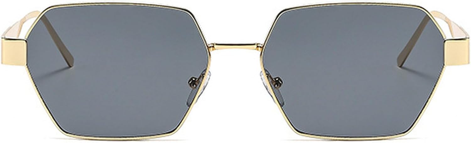 

Квадратные солнцезащитные очки для женщин, модные черные солнцезащитные очки цвета шампанского, мужские солнцезащитные очки в металлической оправе, трендовые очки неправильной формы mincl, Gold Black