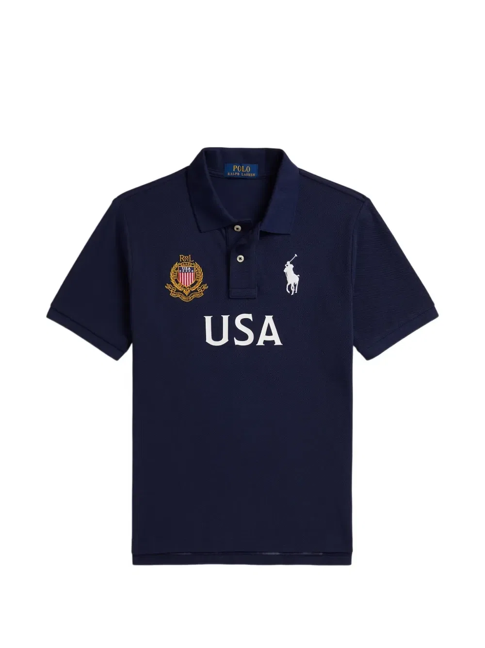 Сетчатая рубашка поло с принтом Polo Ralph Lauren Kids, синий