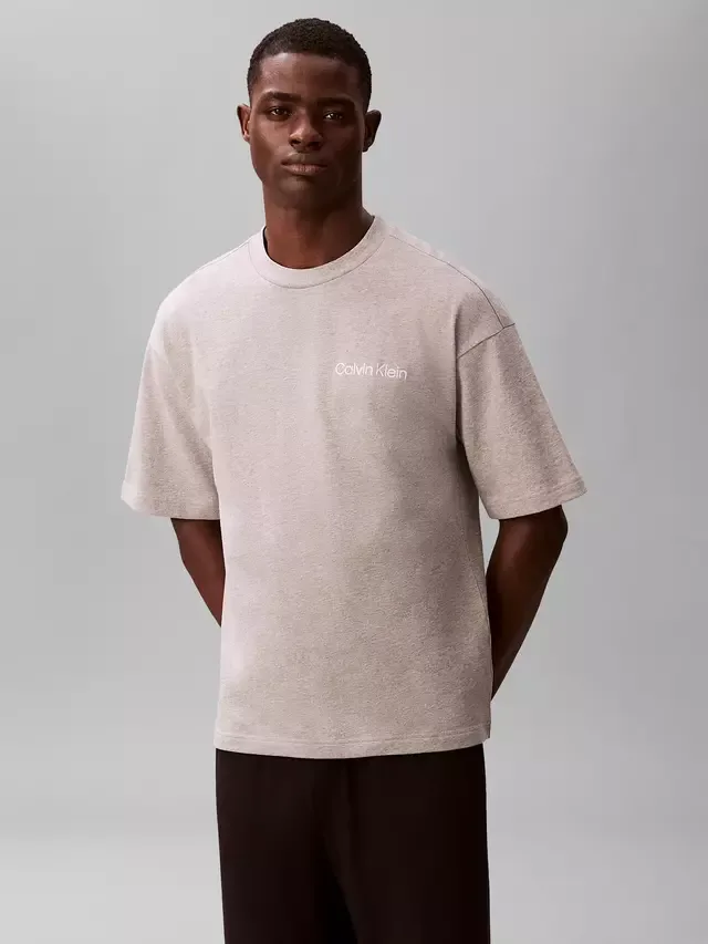 Хлопковая футболка с круглым вырезом, серая, средняя Calvin Klein