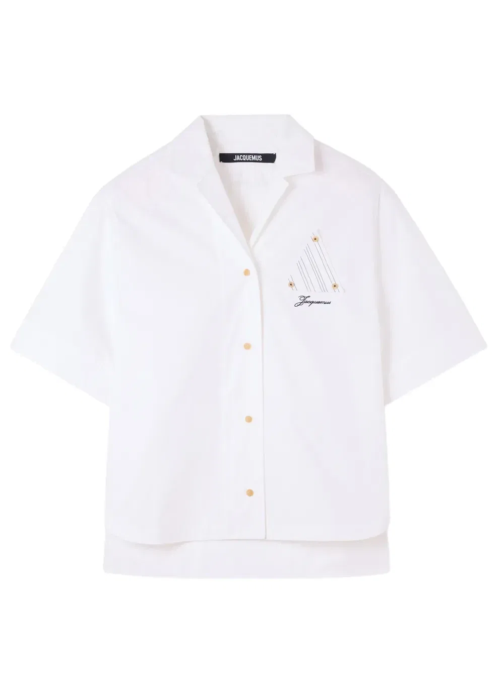 Рубашка с короткими рукавами и вышитым логотипом JACQUEMUS, белый — фото 2