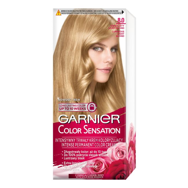 

Краска для волос Color Sensation Garnier, цвет 8.0 luminous light blond