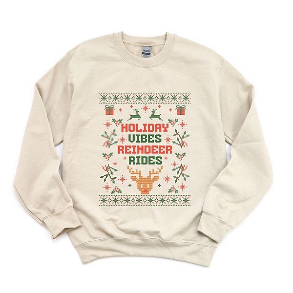 

Свитшот женский Holiday vibes reindeer rides ugly sweater Simply Sage Market, Dust