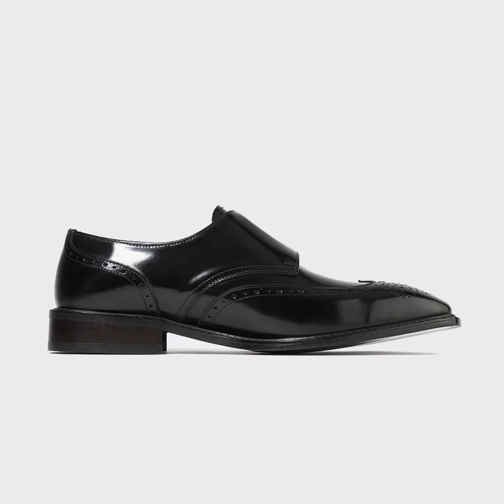 Мужские дерби Firenze.A Classic Line Wingtip Double Monk 4004, чёрные Box — фото 3