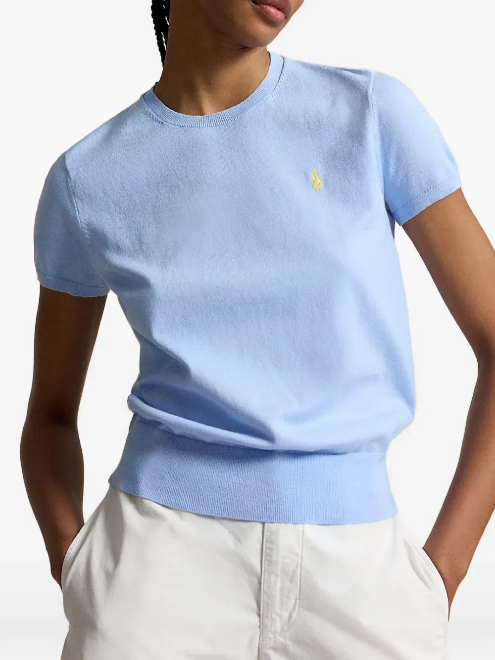 Свитер с короткими рукавами и круглым вырезом Polo Ralph Lauren, синий — фото 3
