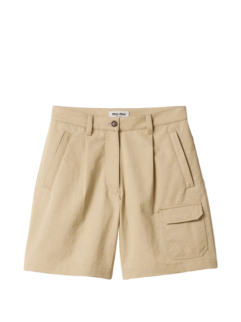 

Шорты строгого кроя с логотипом Miu Miu, бежевый