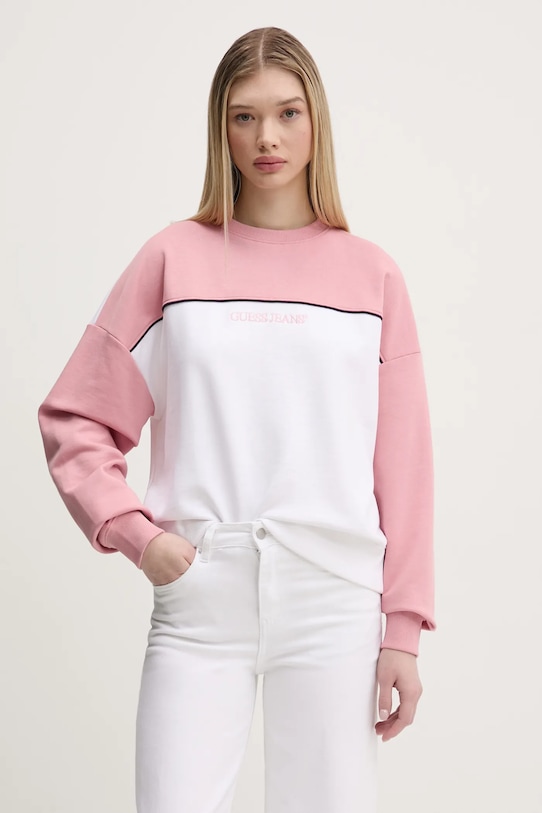 

Хлопковая толстовка Guess Jeans, розовый