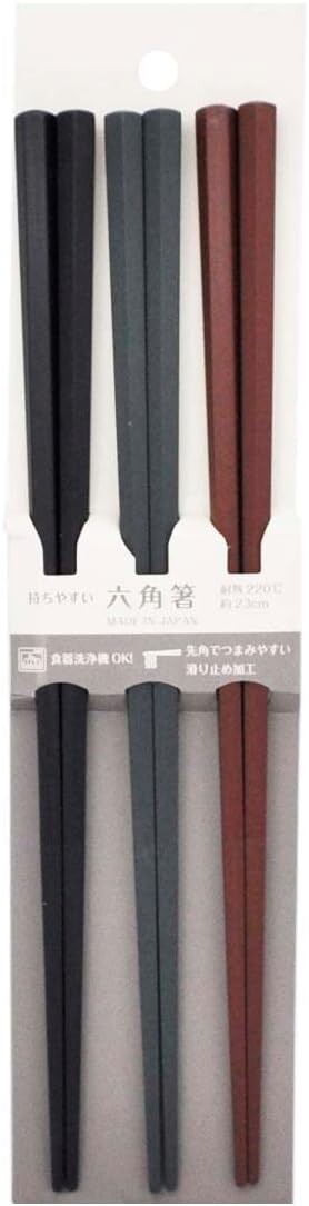 

Ishida 67298 можно мыть в посудомоечной машине, шестиугольные палочки для еды, 9,1 дюйма (23 см), набор из 3 шт., сделано в Японии, Assorted