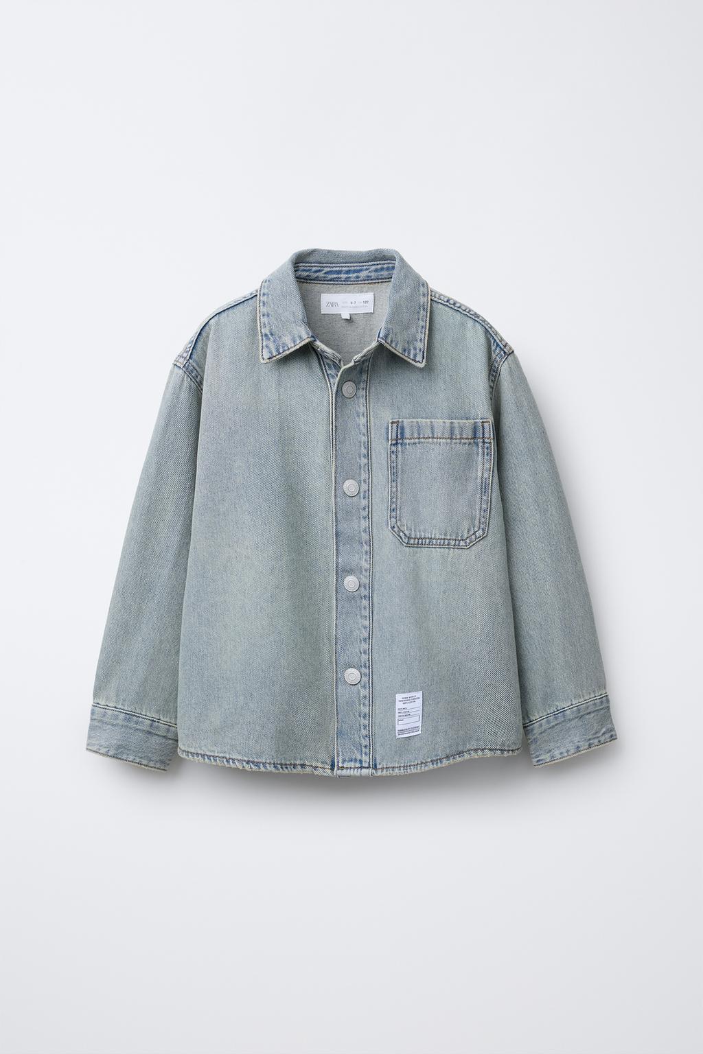 

Верхняя джинсовая рубашка с надписью ZARA, цвет Blue/Green