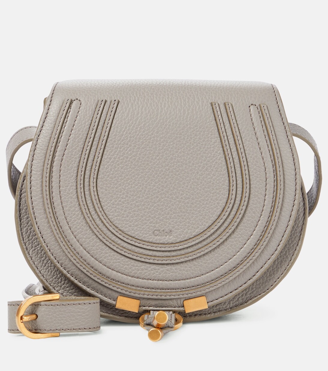 

Сумка через плечо Marcie Mini из кожи Chloé, серый