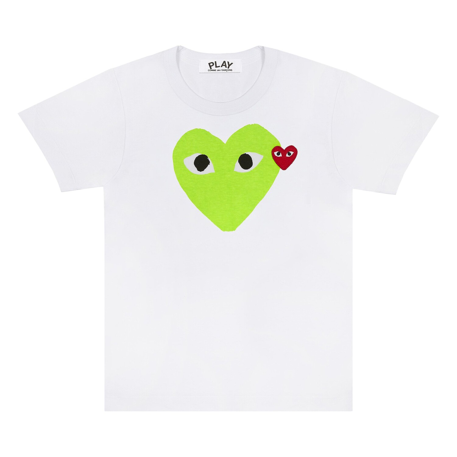 

Футболка Comme des Garçons PLAY Red Emblem Heart, цвет Белый/Зеленый