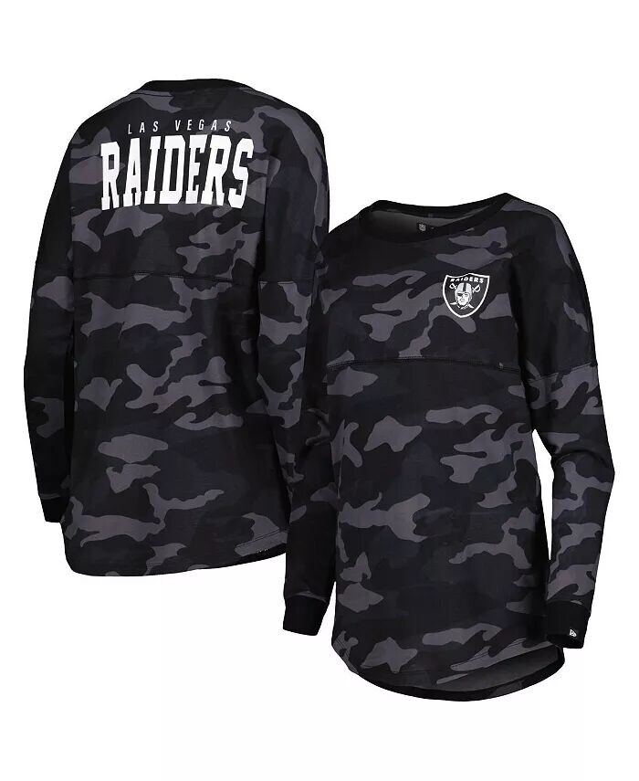 

Женская черная футболка с длинным рукавом и камуфляжным принтом Las Vegas Raiders New Era