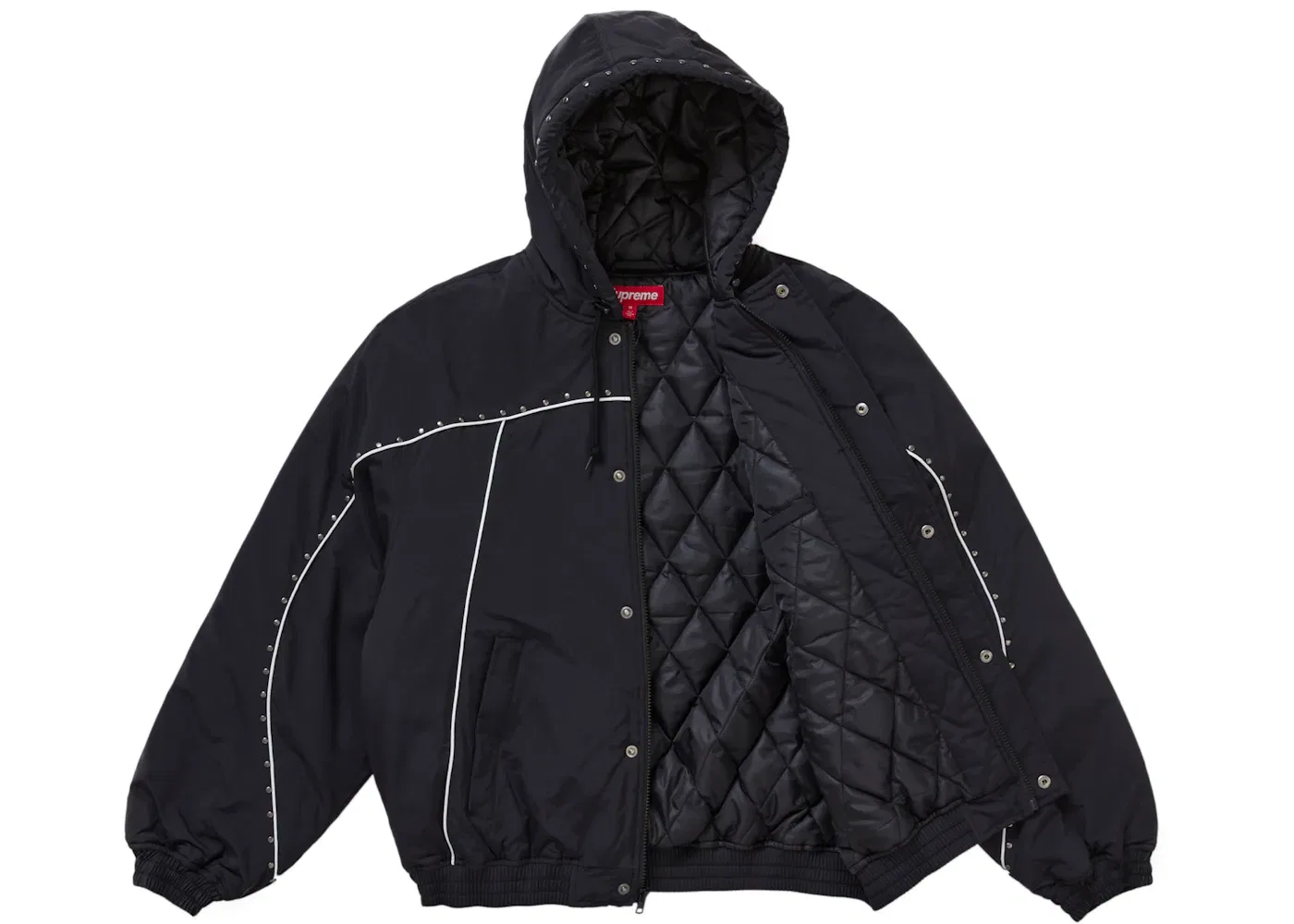 Мужская куртка с принтом Supreme Studded Stadium Jacket, Black — фото 2
