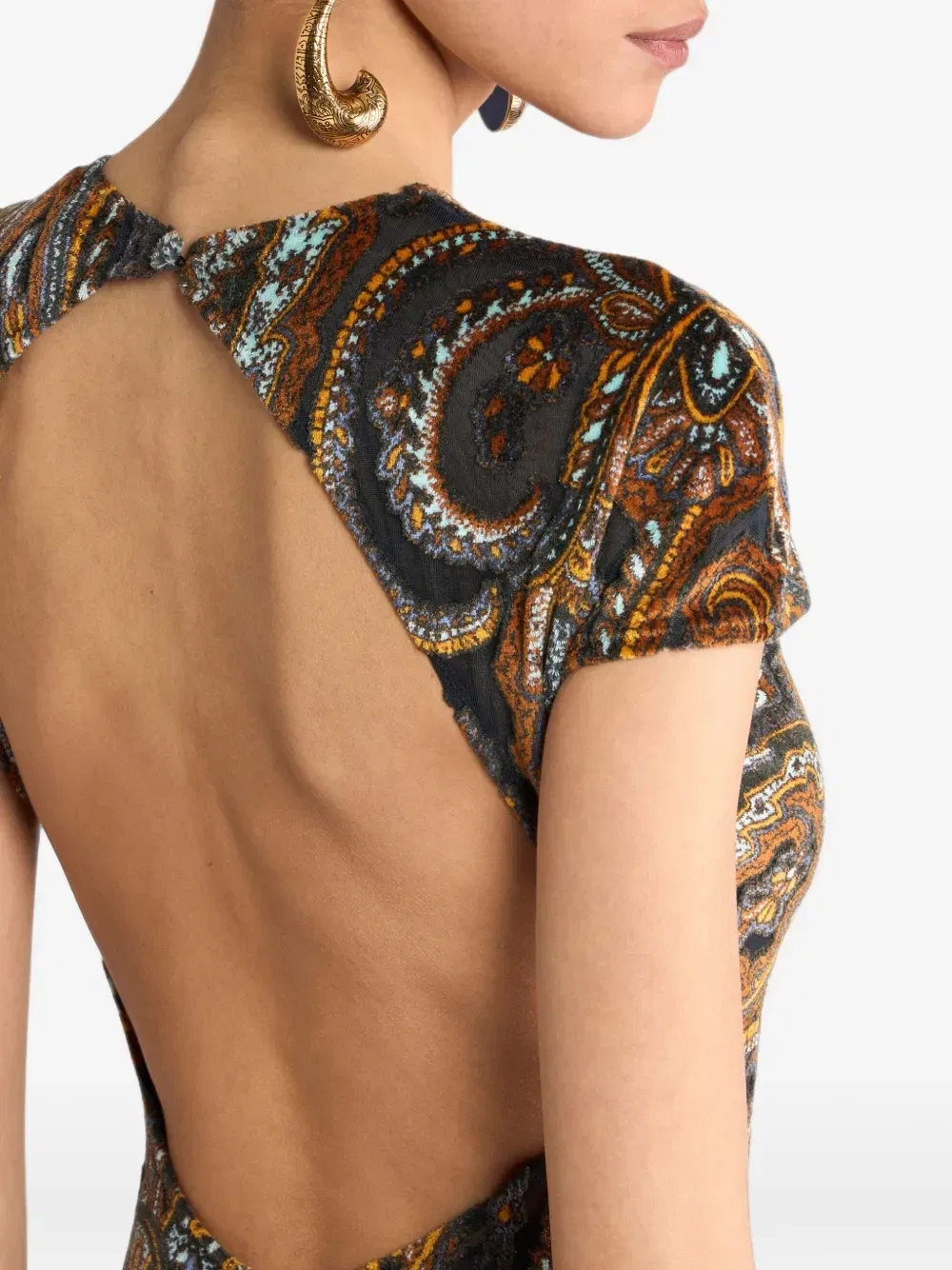 Длинное платье из джерси с узором пейсли ETRO, коричневый — фото 4