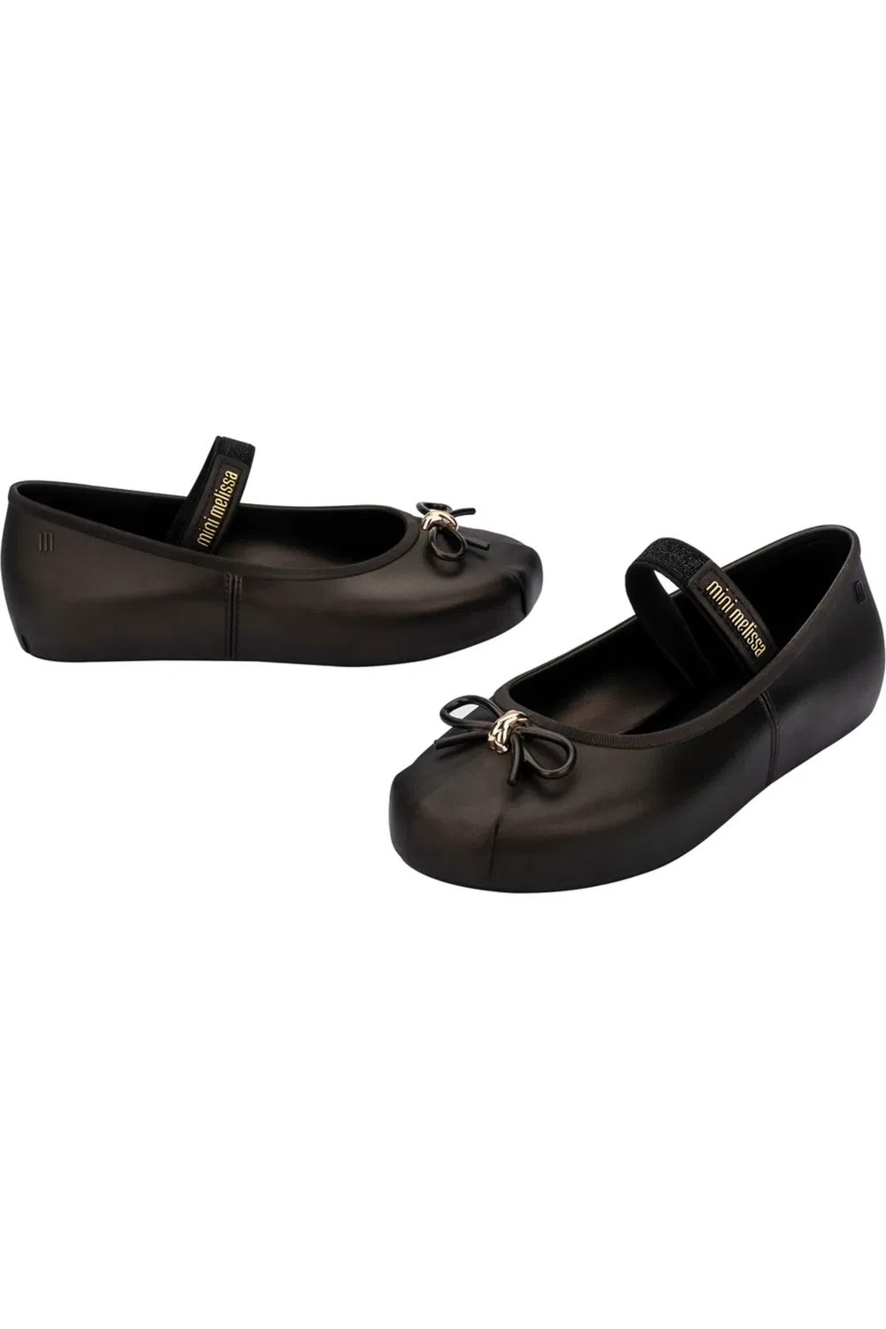 Детские туфли балетки с бантом Sophie Mini Melissa, Metallic Black — фото 3
