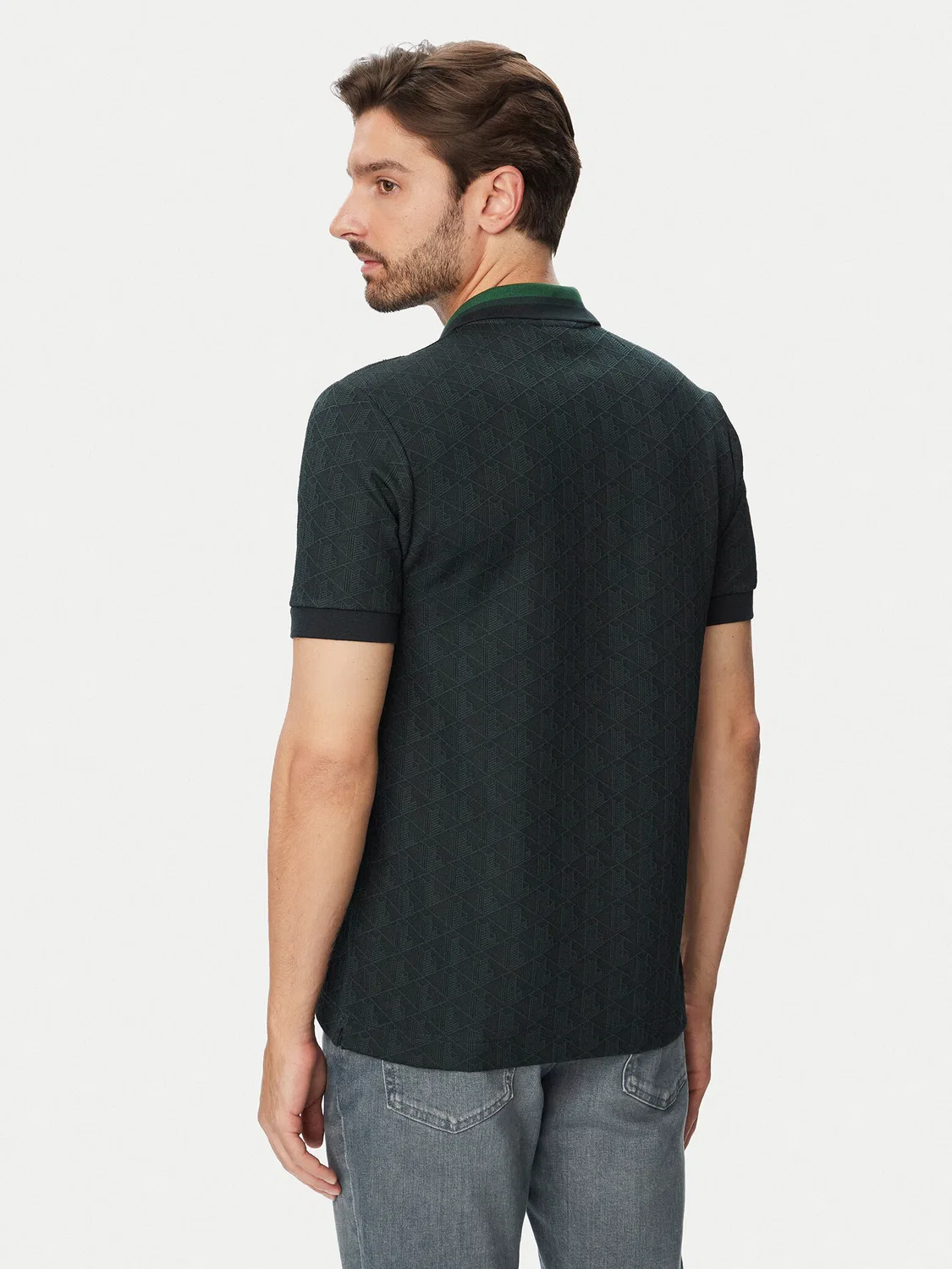 Мужское поло классического кроя Lacoste, темно-зеленый — фото 3