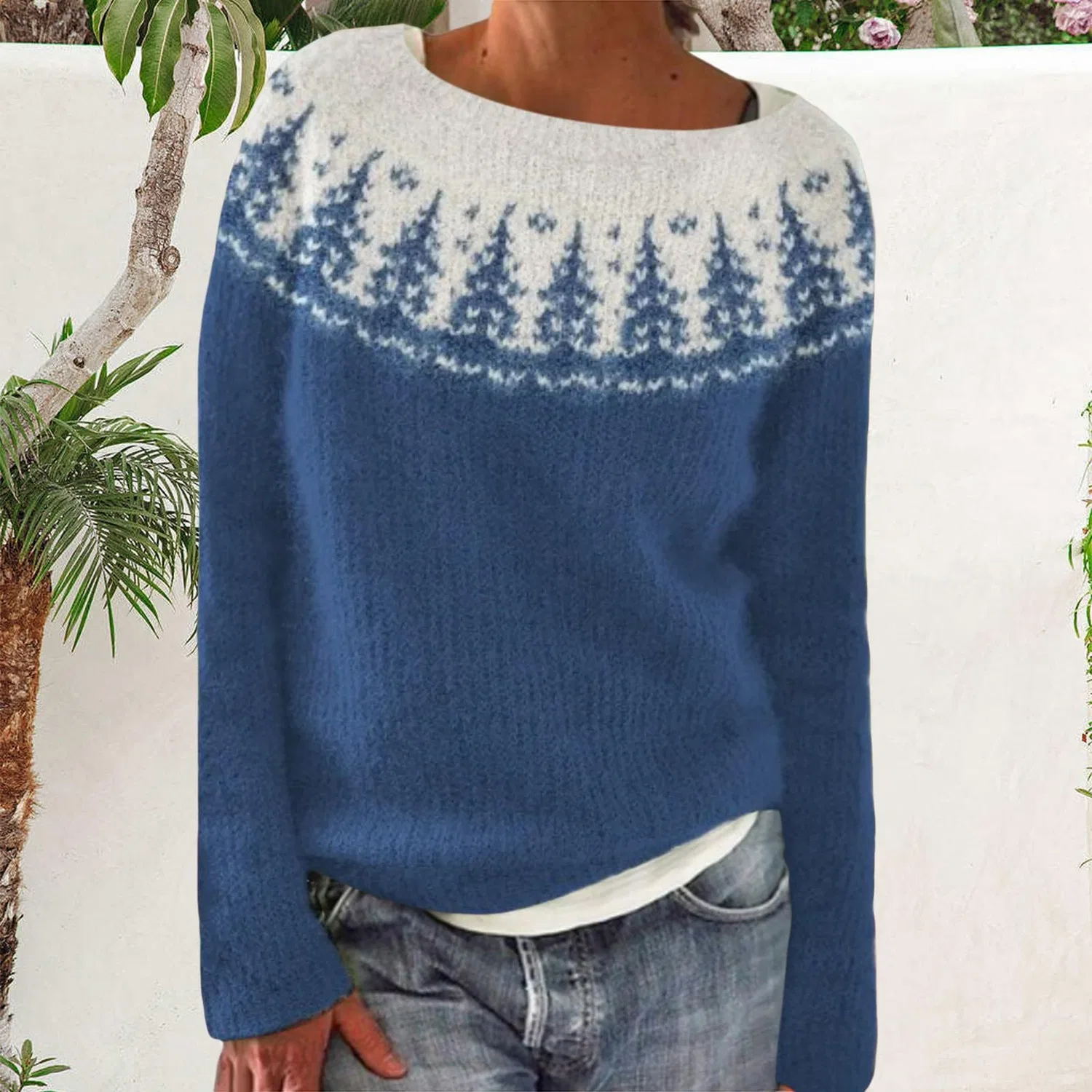 Женский свитер с жаккардовым узором Irish Sweater, 1-blue — фото 2