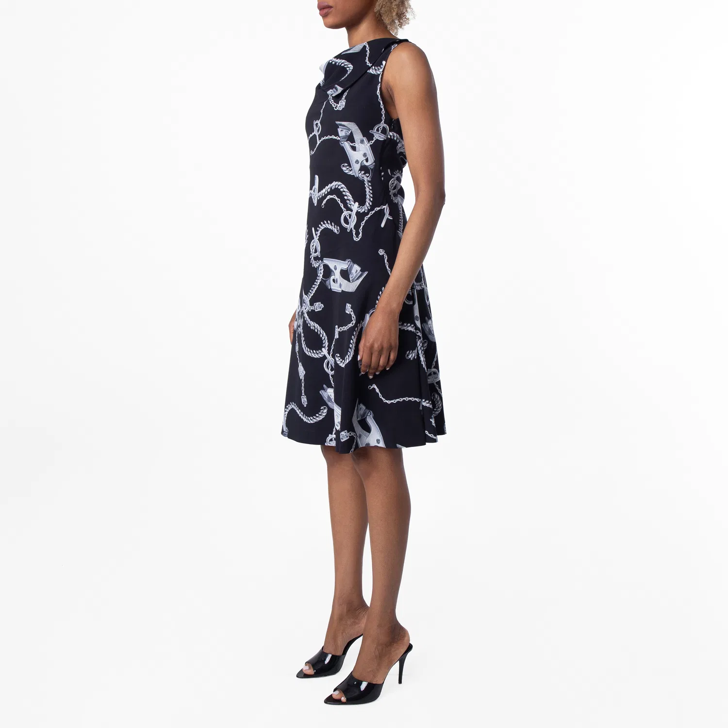 Платье без рукавов Knight Hardware Printed Dress Burberry, Silver/Black — фото 3