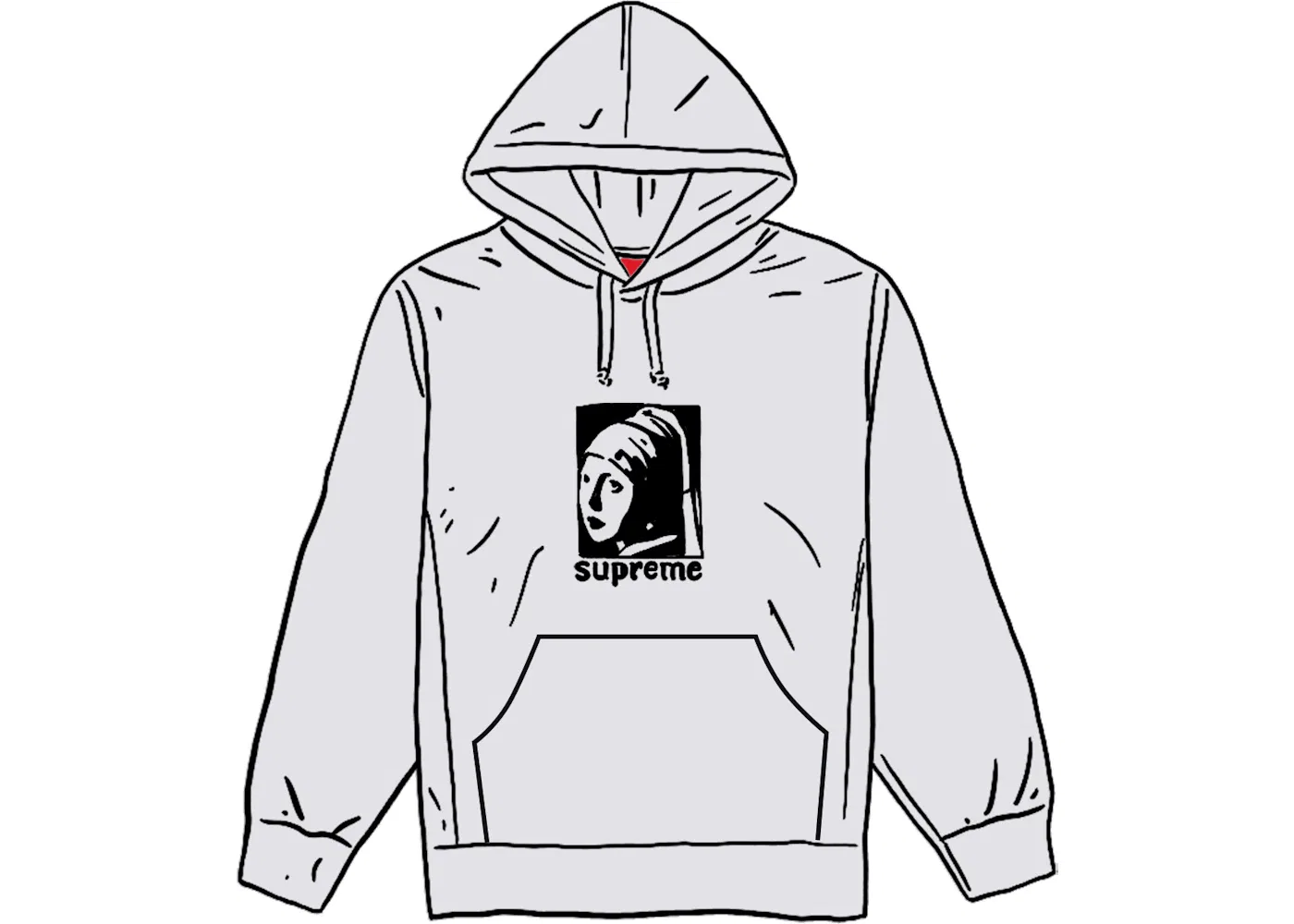 Мужской свитшот с капюшоном Supreme Hooded Sweatshirt, Ash Grey