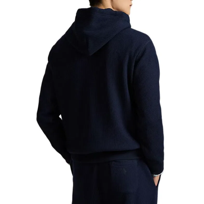 Мужской свитшот с капюшоном вафельной вязки Polo Ralph Lauren, Marine Blue — фото 4