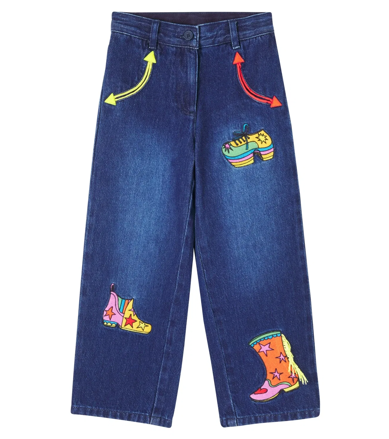 Джинсы-клеш с аппликацией Stella Mccartney Kids, синий