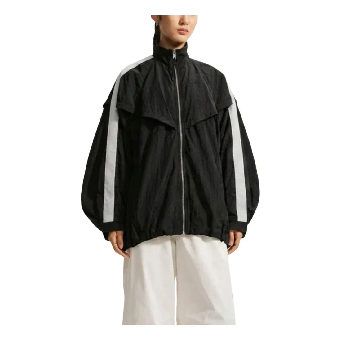 Женская куртка Sportswear Wide Lantern Cut Track Jacket Asia Sizing 'Black Sail' Nike, Black/Sail