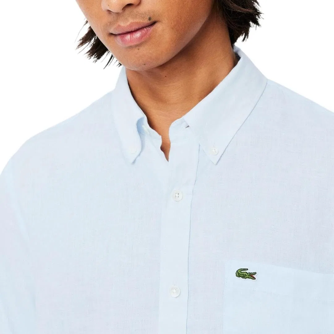 Мужская рубашка на пуговицах из льна, свободный крой, Lacoste, Rill — фото 2