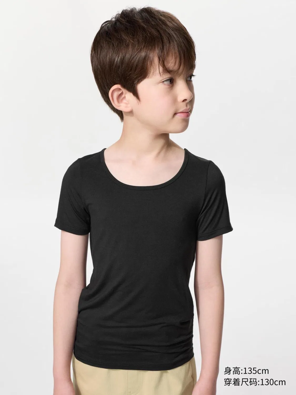 Футболка детская с коротким рукавом HEATTECH Uniqlo, черный