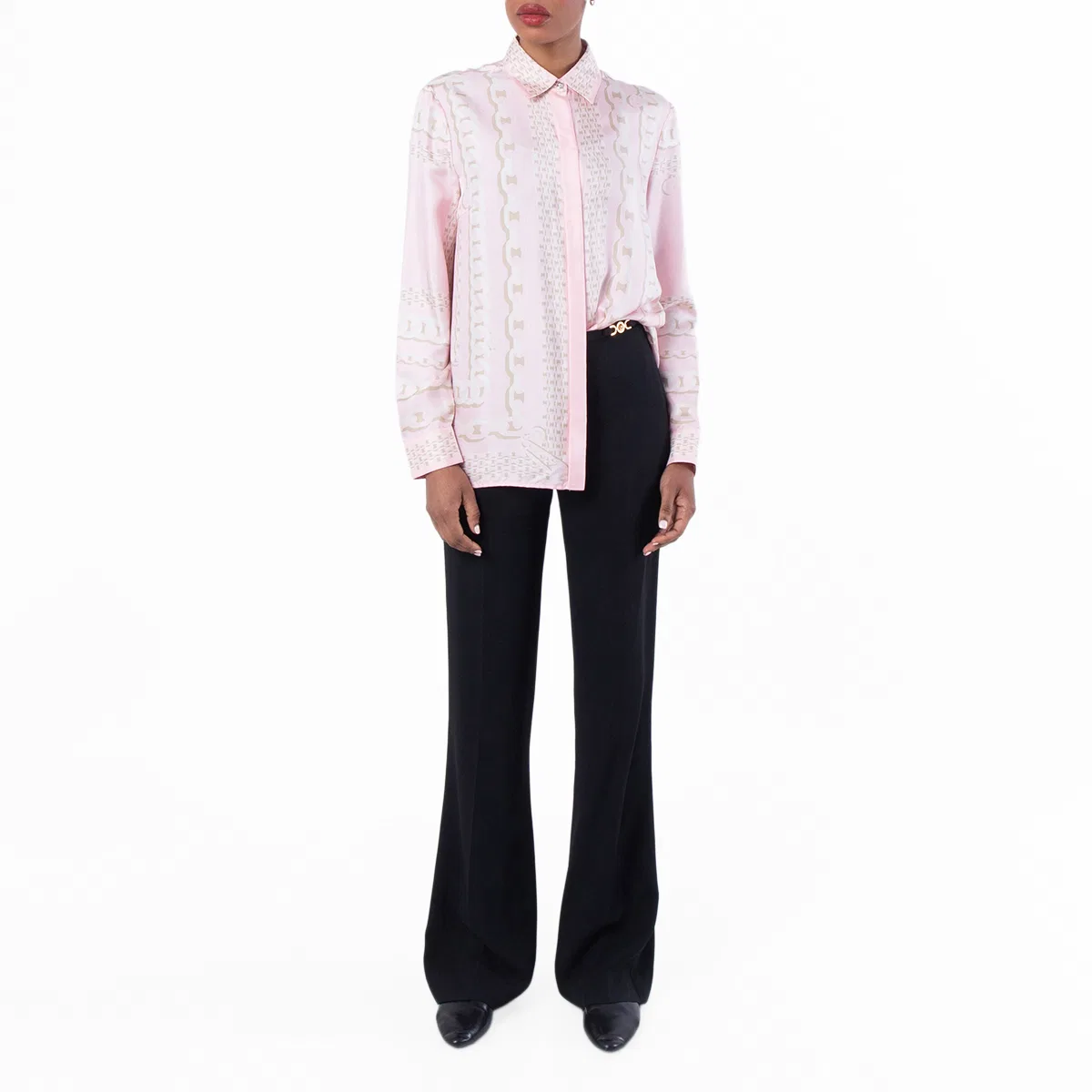 Шелковая рубашка с принтом Classic Treasure Versace, 95Pastel Pink/Milk — фото 3