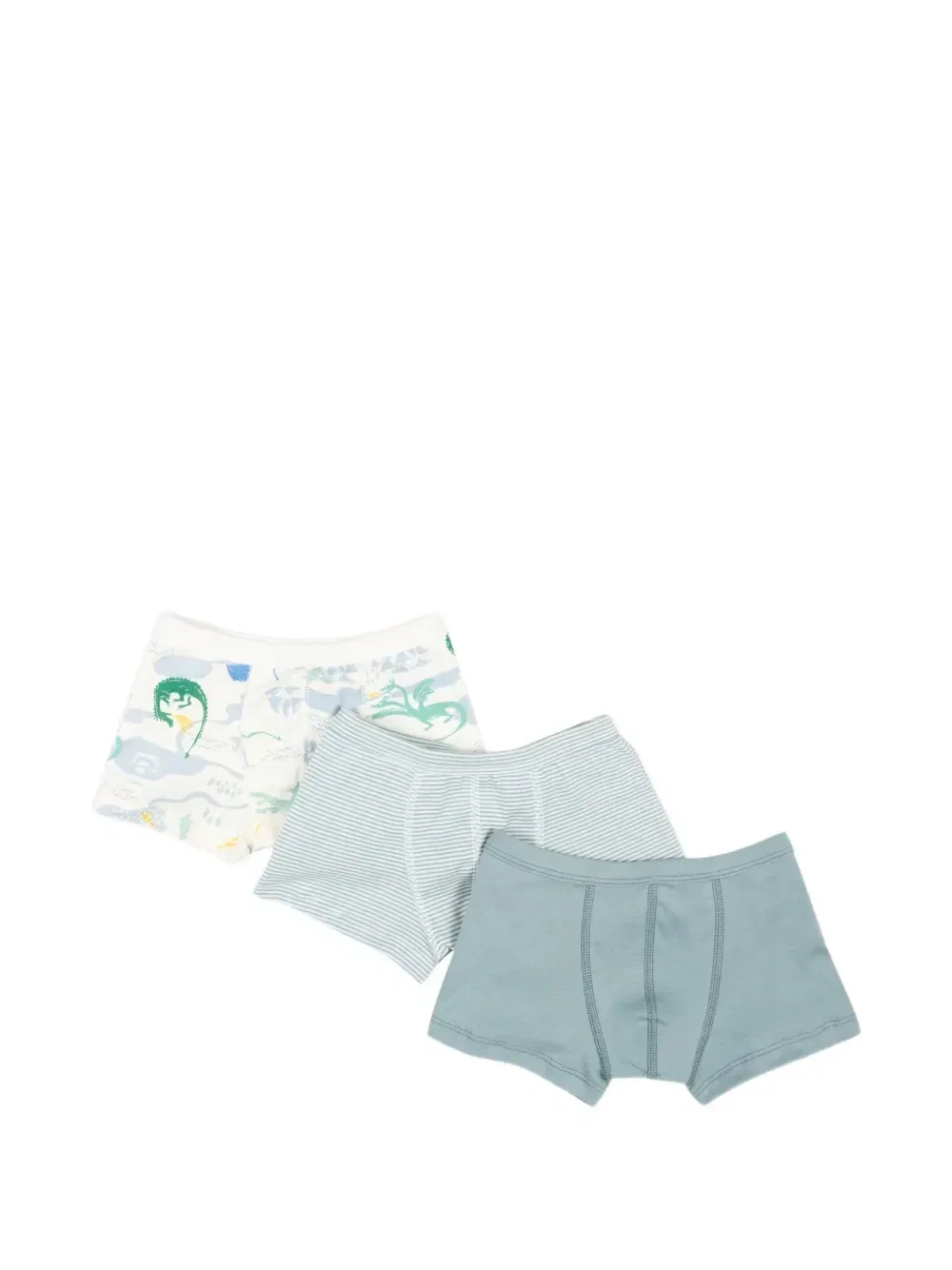 Трусы-боксеры в полоску с принтом дракона комплект из трех штук Petit Bateau, синий