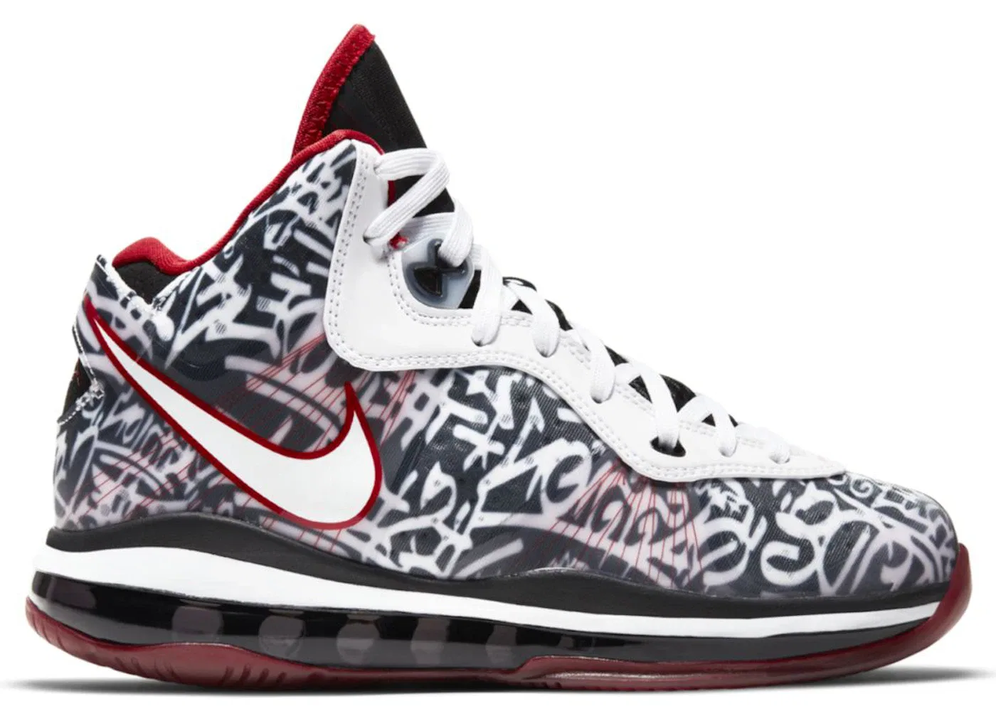 Детские кроссовки для мальчиков с принтом Nike LeBron 8, Black/Sport Red/White