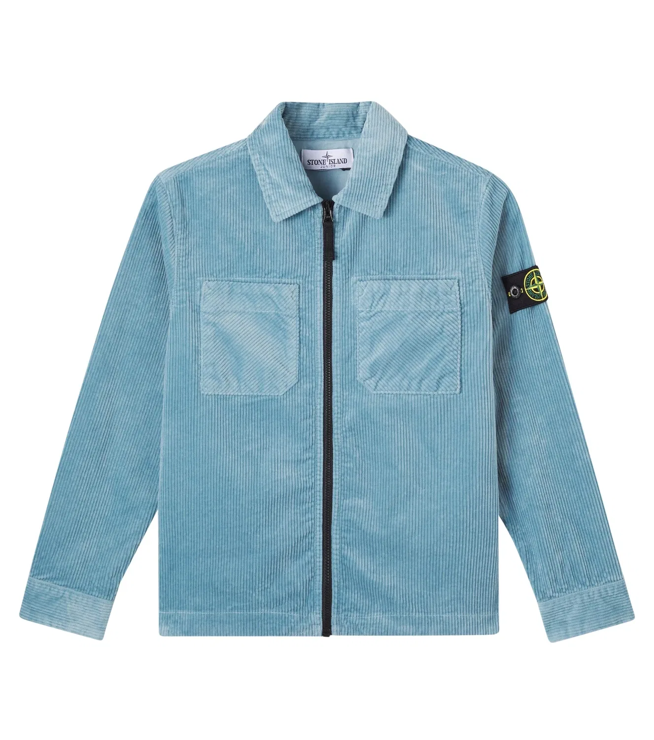 Вельветовая куртка-рубашка из хлопка с компасом Stone Island Junior, синий