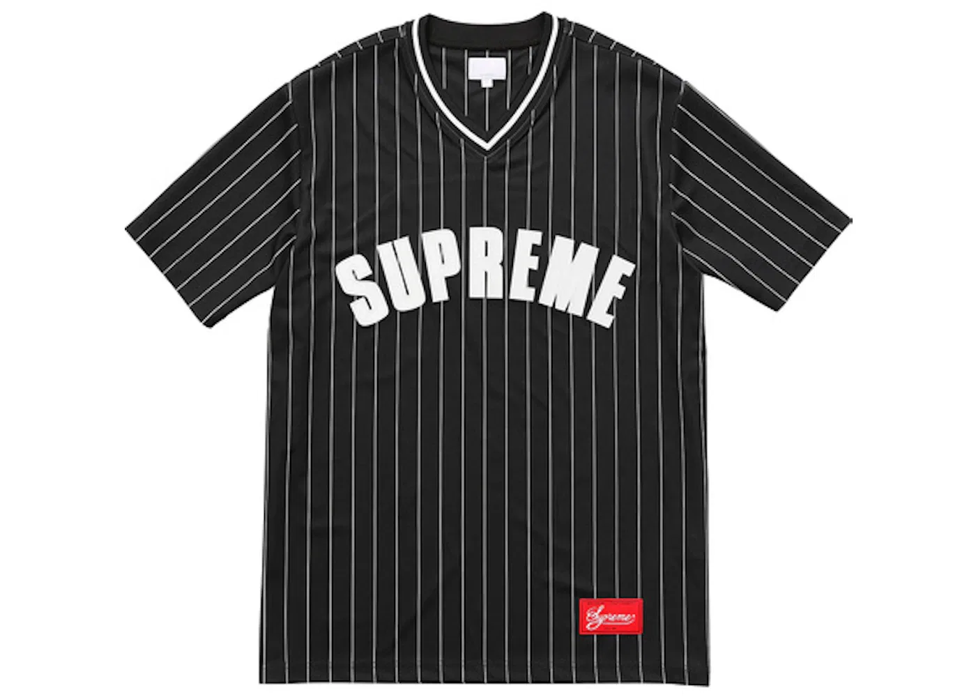 Мужская бейсбольная футболка с принтом в полоску Supreme Jersey, Black