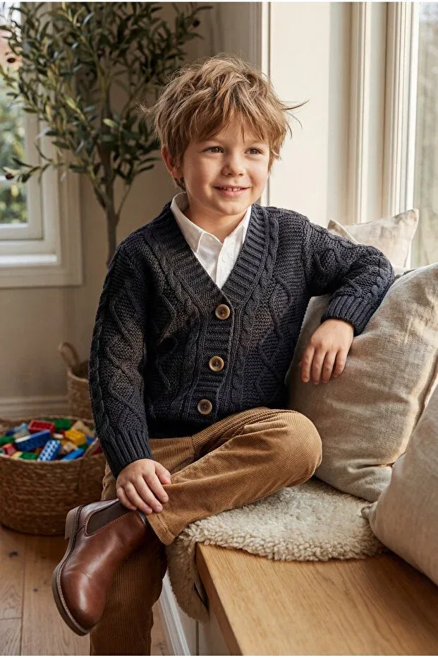 Детский кардиган с косами Babily, Black