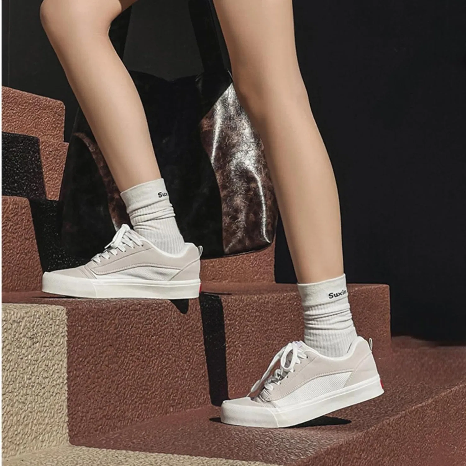 Детские кеды на плоской подошве с полоской Canvas Shoes, Черный — фото 4