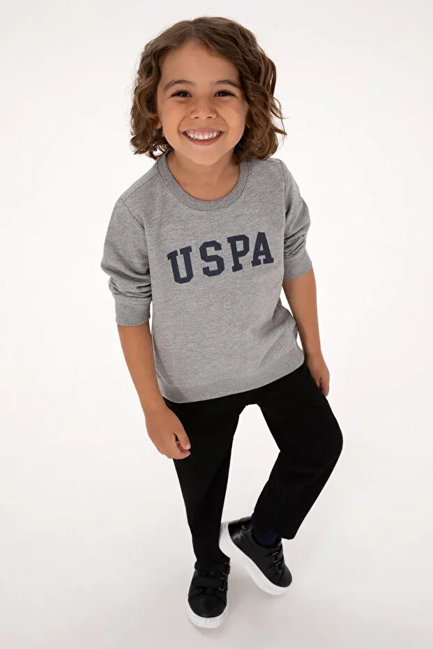 Детские свитшот для мальчиков хлопковый U.S. Polo Assn., Gray Melange — фото 2