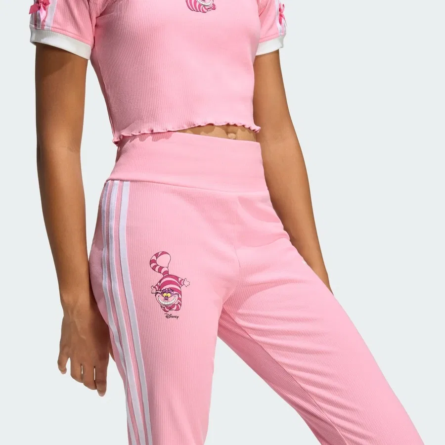 Тайтсы с высокой посадкой с принтом Disney Alice in Wonderland adidas, Розово-белый — фото 4