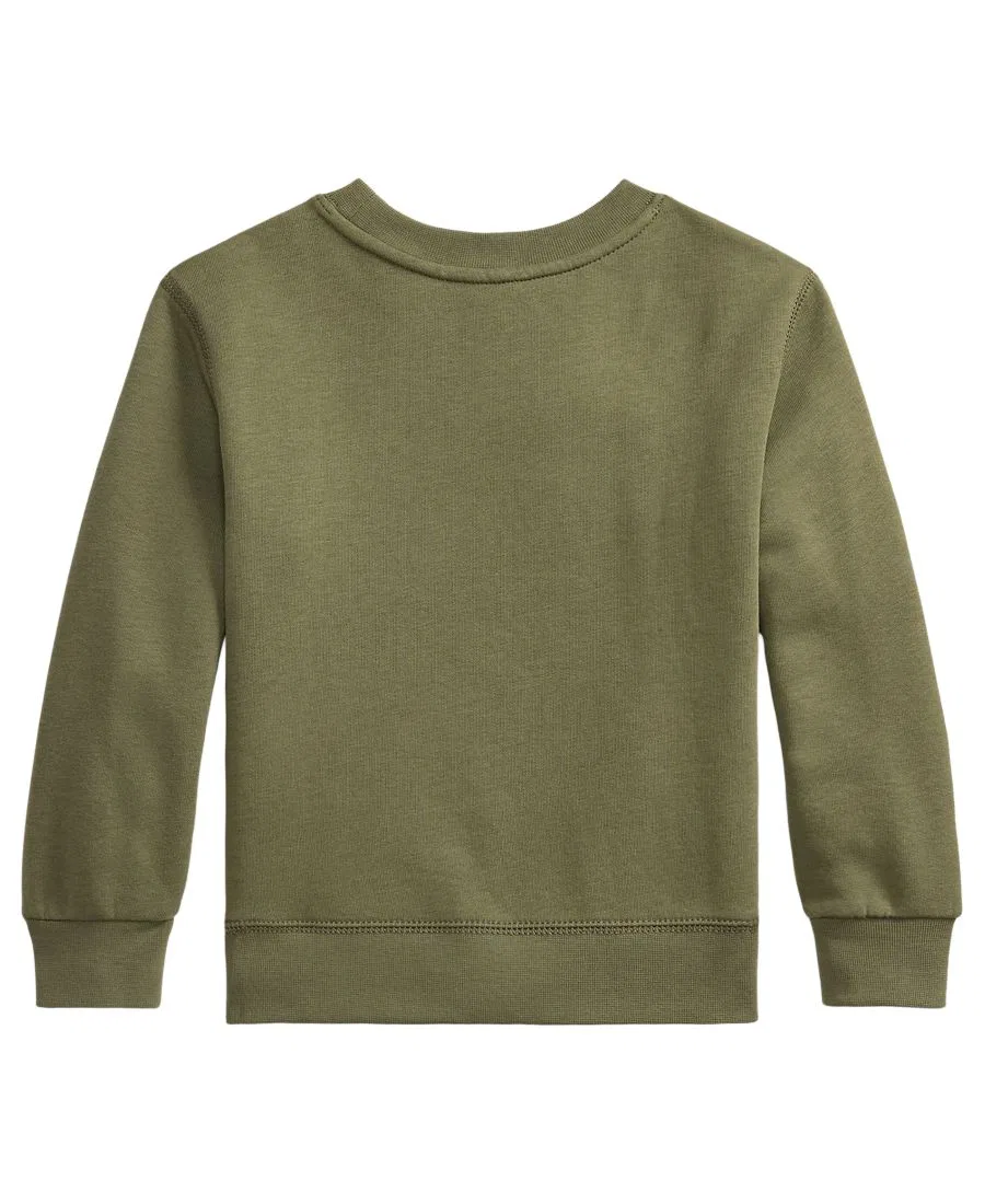 Детский свитшот из флиса с Polo Bear Polo Ralph Lauren, Cruise Olive — фото 2