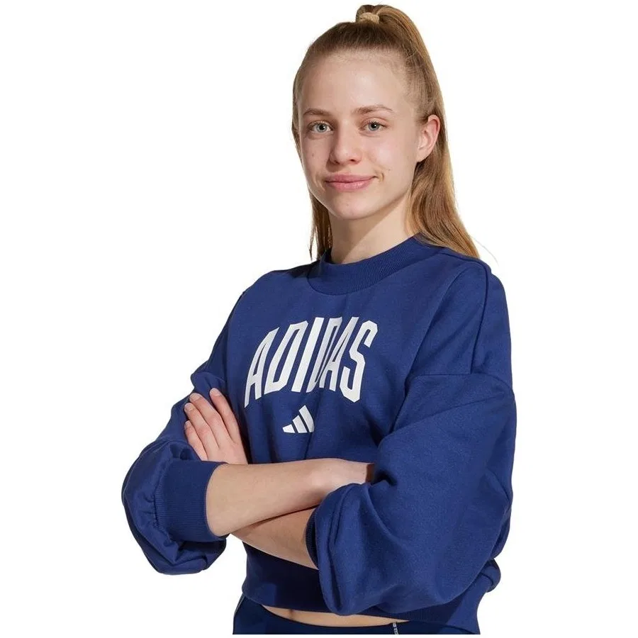 Детский свитшот с круглым вырезом JG CLGT FT SWT JM1535 adidas, Синий — фото 4