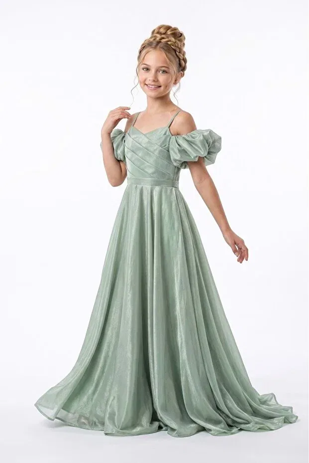Детское платье для девочек сатиновое Party Mnk Baby&Kids, Green