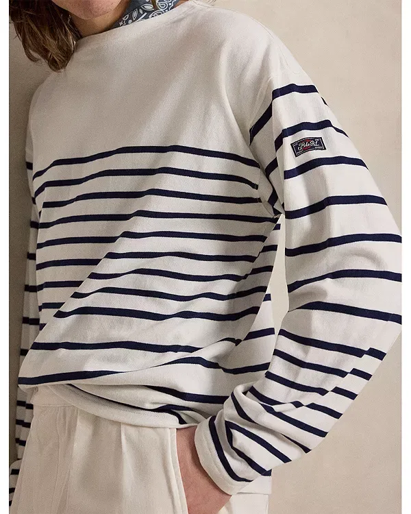 Мужской свитер с принтом Relaxed Fit Stripe Jersey Sweater Polo Ralph Lauren, Navy Multi — фото 4