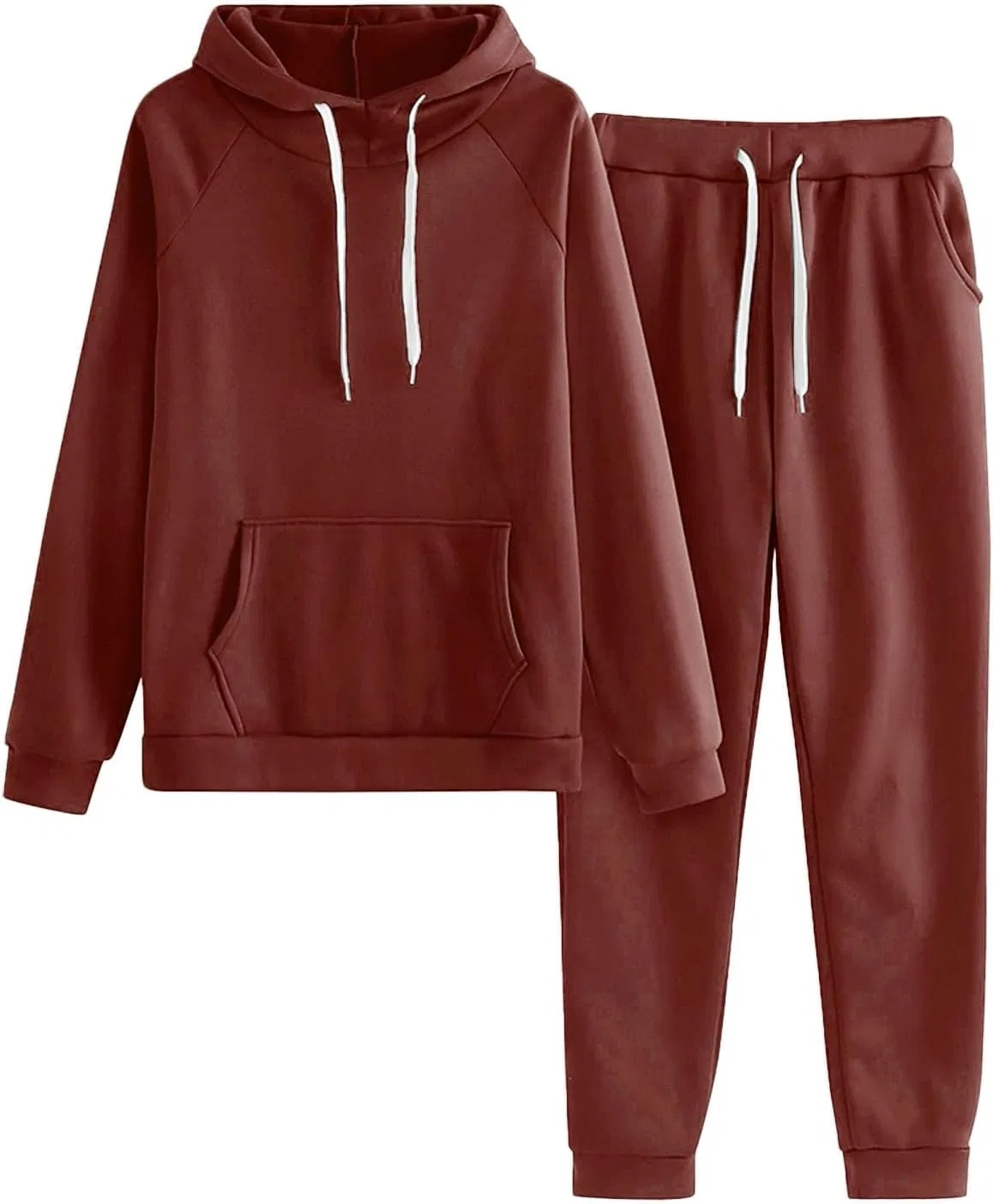 Женский комплект из худи и джоггеров с флисом, Oversized, коричневый
