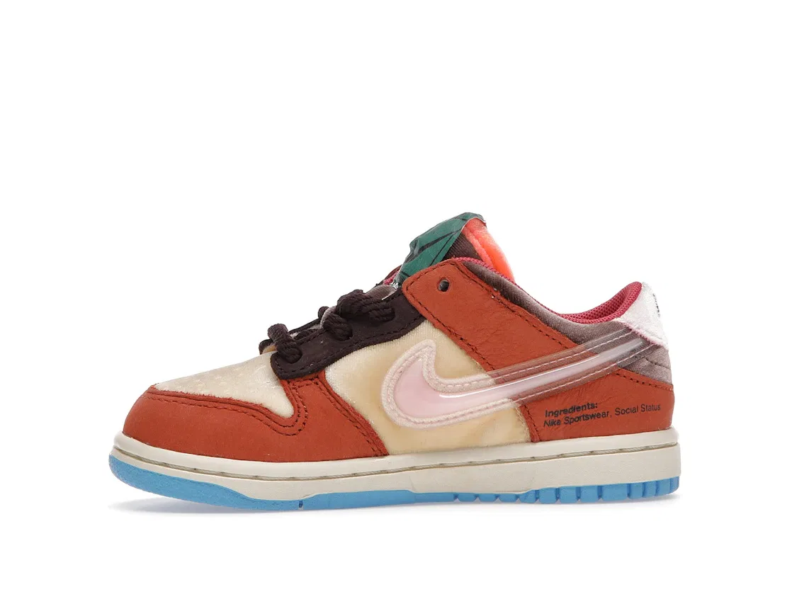 Детские кроссовки Lifestyle с принтом Nike Dunk Low Social Status Free Lunch Chocolate Milk Nike, Canvas/Mid Soft Pink-Burnt Brown — фото 3