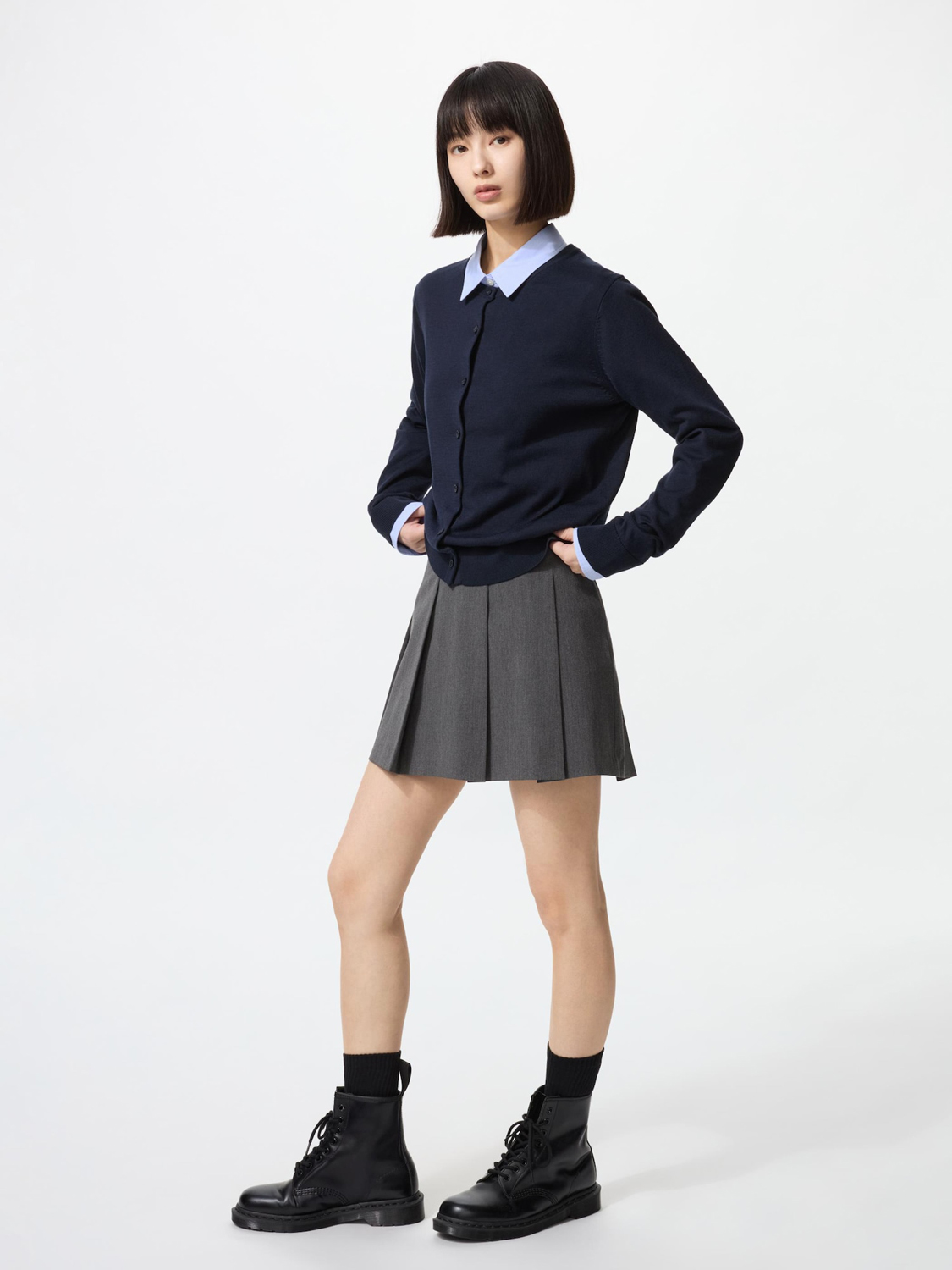 Юбка-шорты Uniqlo Pleated, 08 темно-серый — фото 2