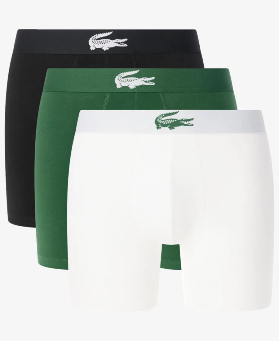 Комплект трусов-боксеров Lacoste, 3 шт, White/Green/Black