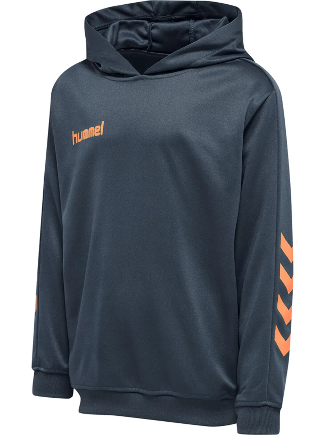 Детское худи из полиэстера Hmlpromo Hummel, Sturmblau / Orangefarben Fluoreszierend