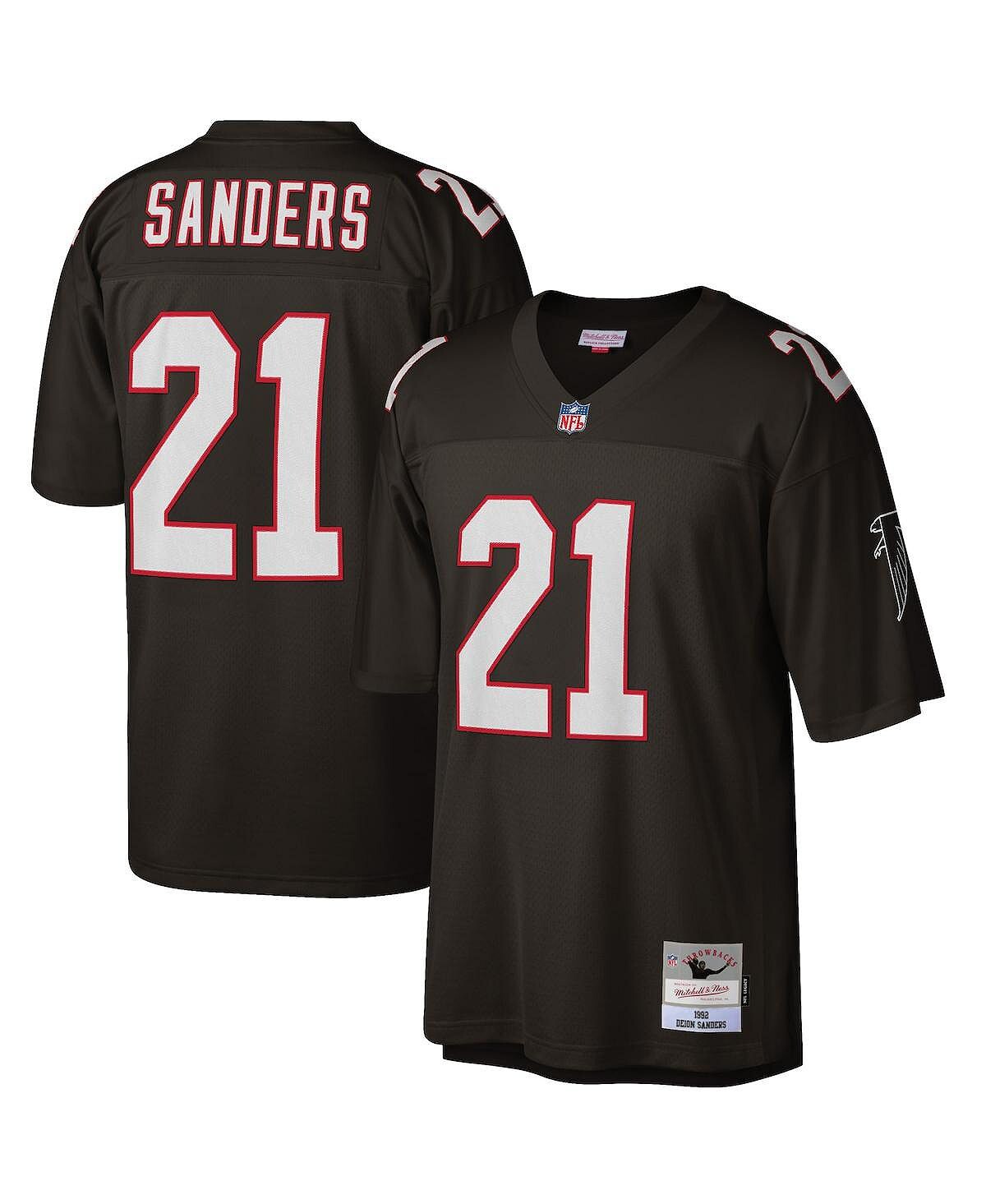 

Мужская футболка deion sanders black atlanta falcons big and tall 1992 года, копия джерси для пенсионеров Mitchell & Ness, черный