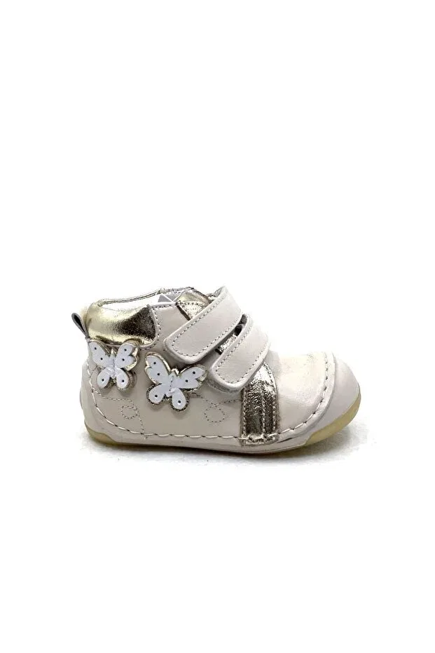 Детские туфли для девочек кожаные с ортопедической стелькой Butterfly First Step Elma Şekeri, Beige