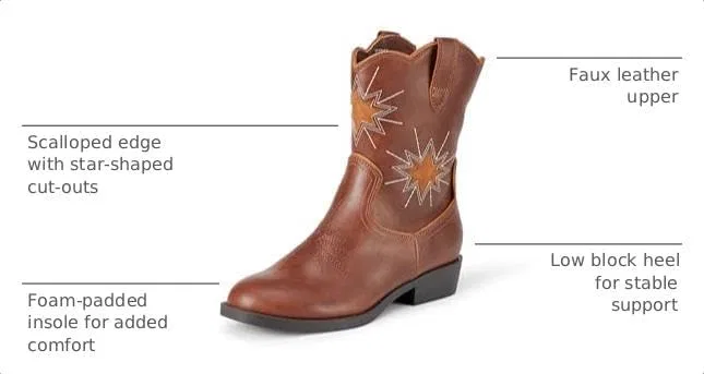 Детские сапоги для девочек с западным принтом Amazon Essentials, Brown — фото 2