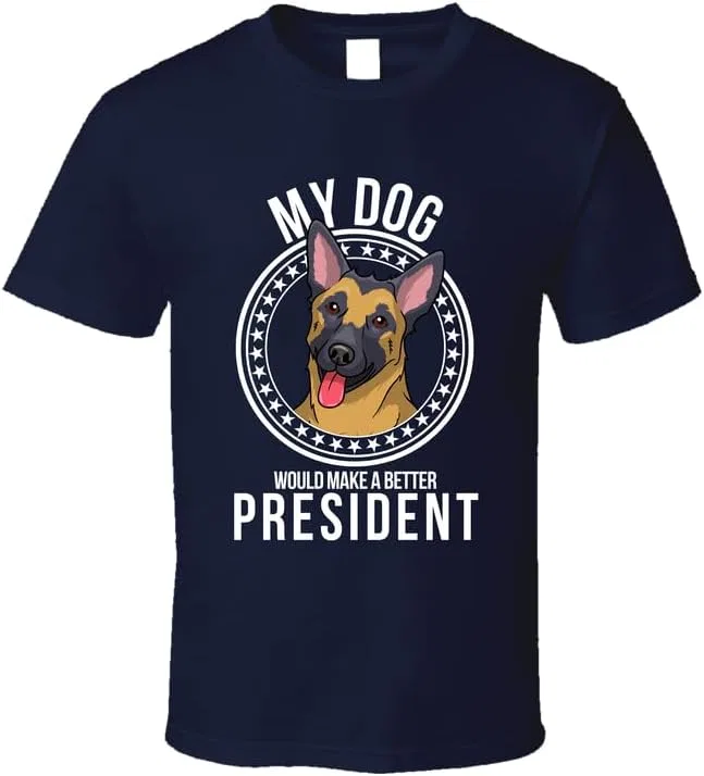 Мужская футболка с принтом My Belgian Malinois Dog Would Make A Better President, Navy
