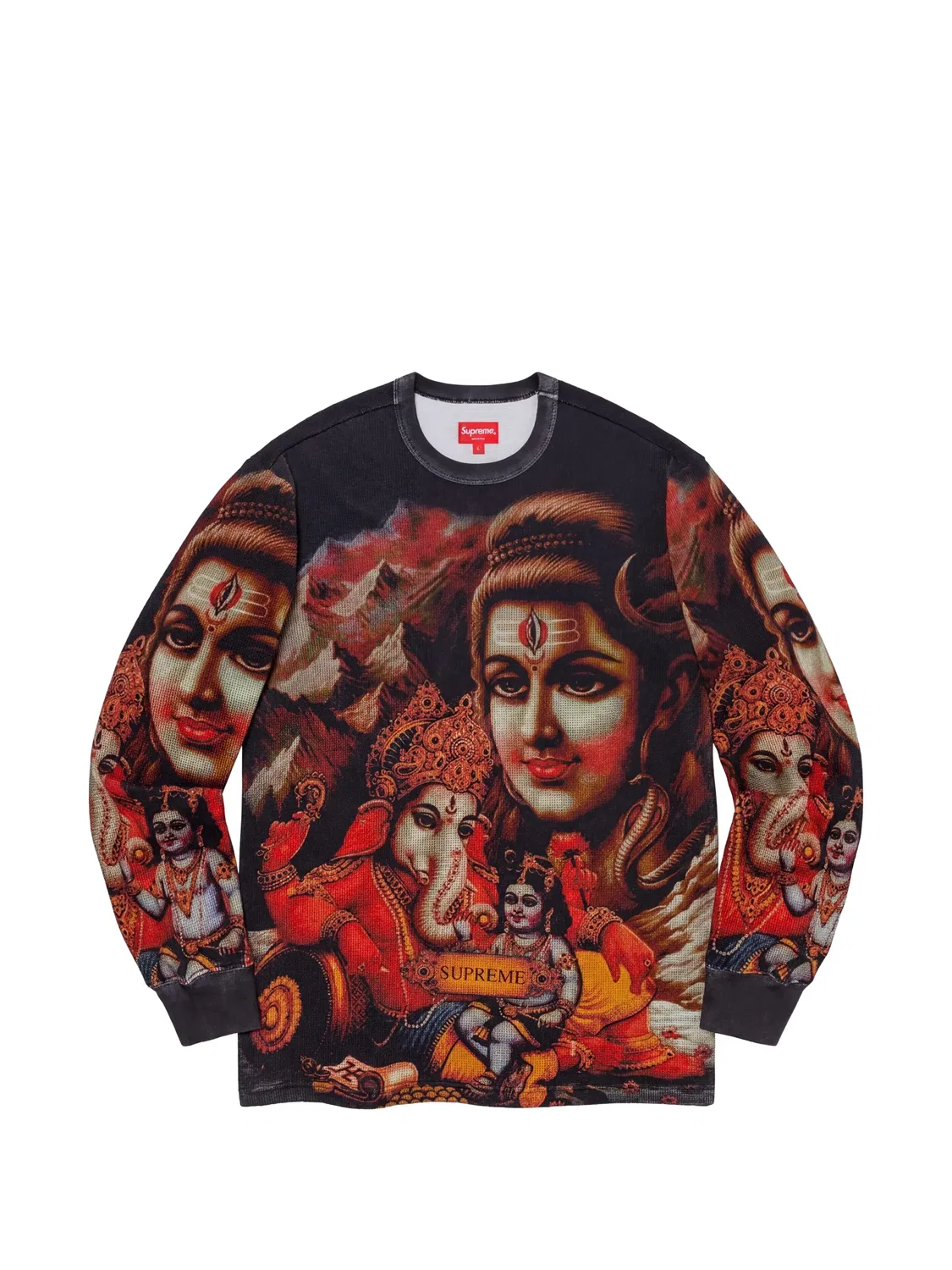 Лонгслив Ganesh из вафельного трикотажа Supreme, черный